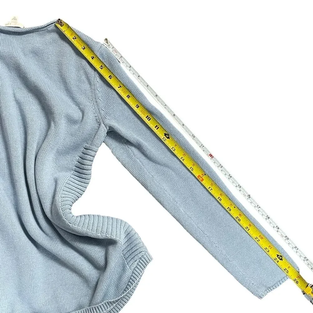 J. Jill Light Blue Crewneck Knit Sweater, size XS. Pullover cotton wool blend